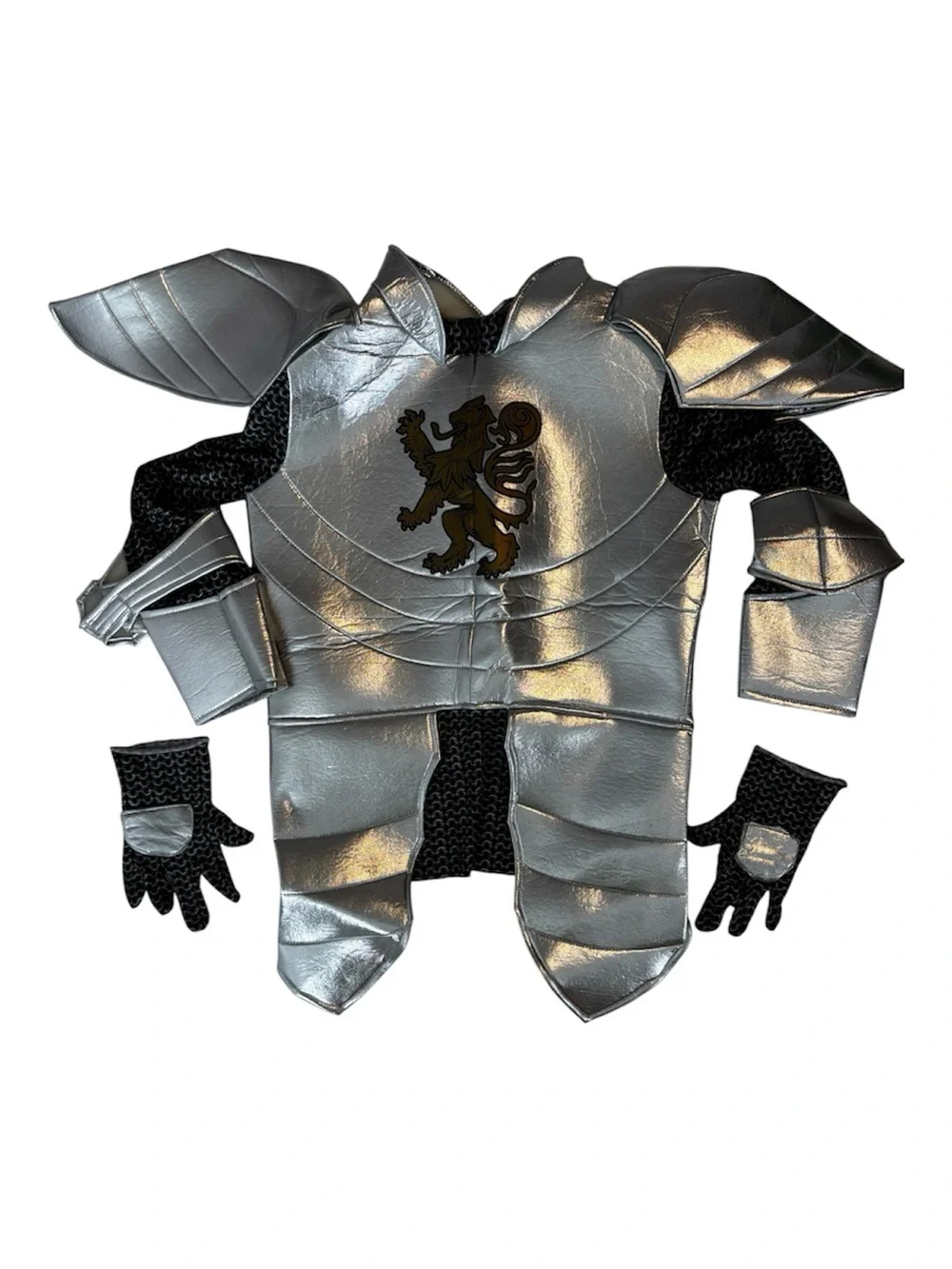 Silver Knight Kids Costume - Silver with Gold Emblem, Medium